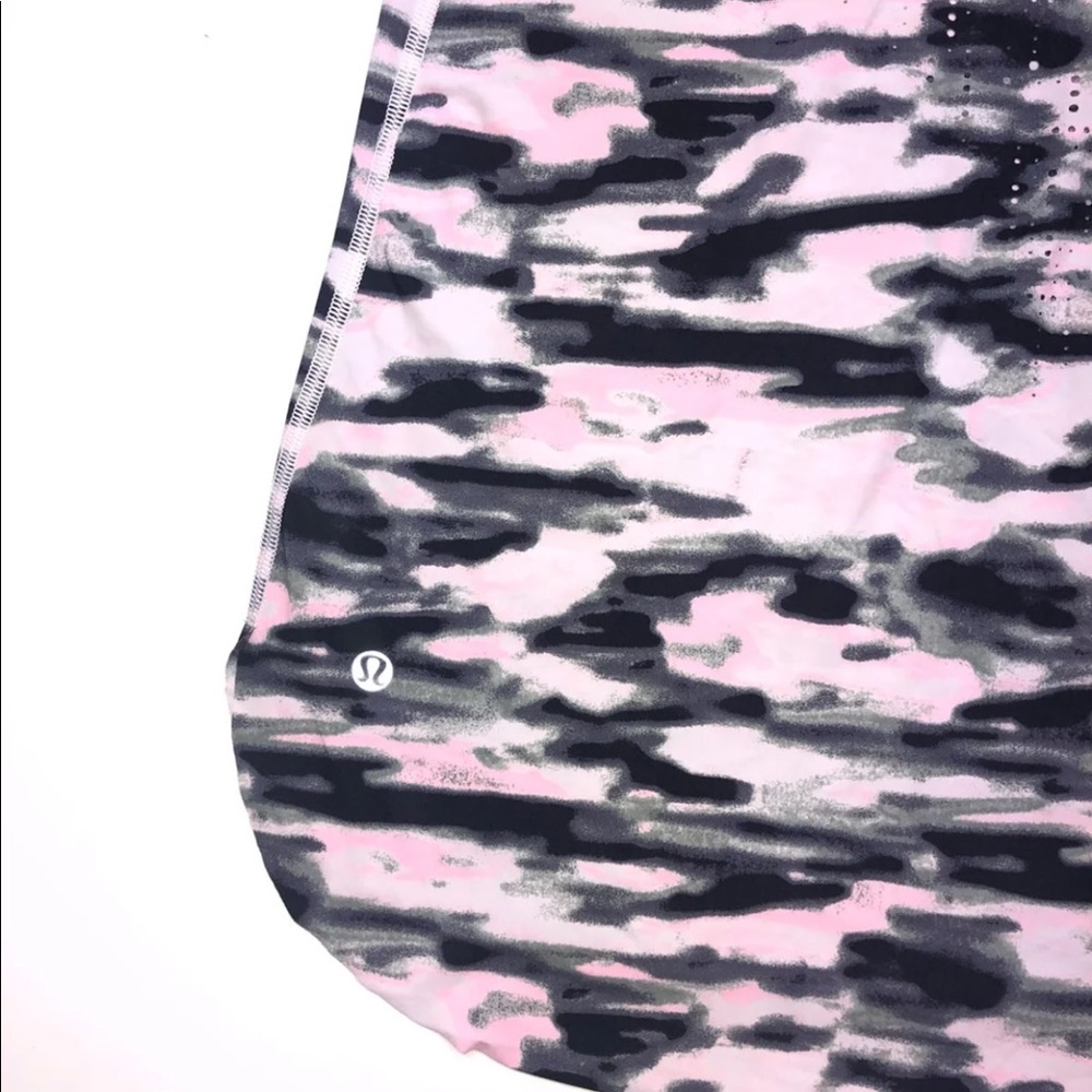 Lululemon Pink Laser Cut Light Weight Camo Tank